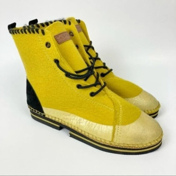 Joy & Mario Shoes - Joy & Mario Yellow Ankle Boots Sz 38